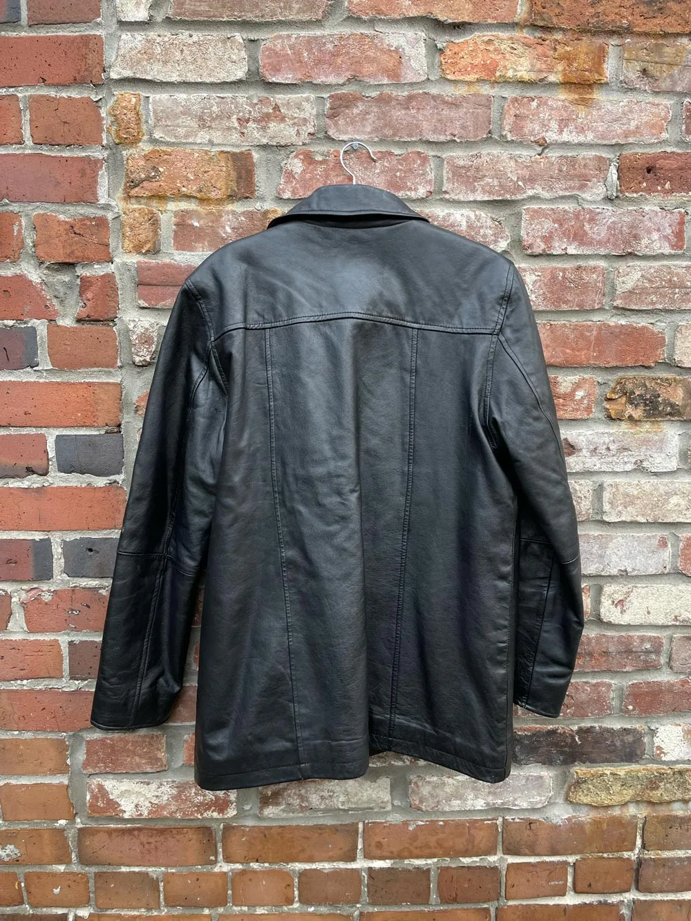 vintage 00s sequence minimal leather jacket sold by Good Market Thrift Store product image thumbnail 2