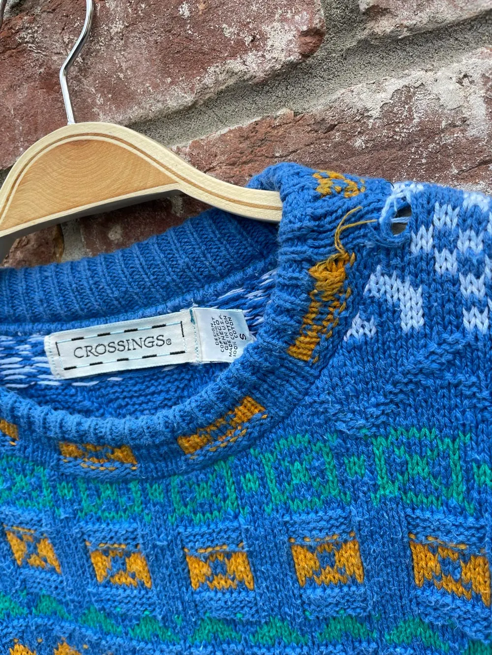 vintage crossings made in usa cotton knit sweater sold by Good Market Thrift Store product image thumbnail 2