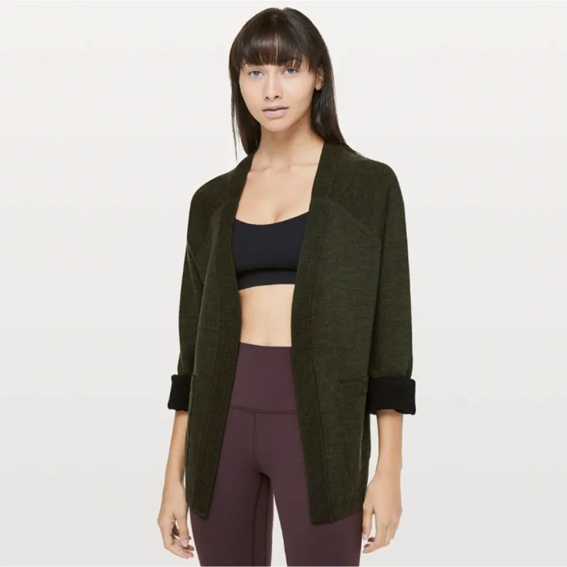 lululemon 2018 reverse me merino wool cardigan sold by Good Market Thrift Store