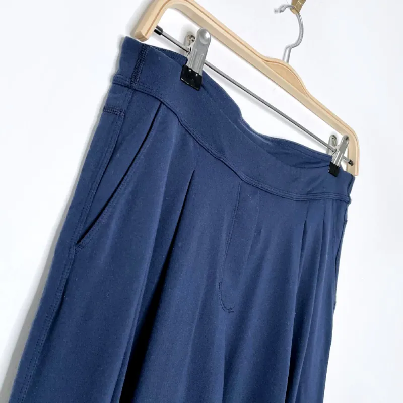 lululemon blue pleat high rise wide leg crop pants sold by Good Market Thrift Store