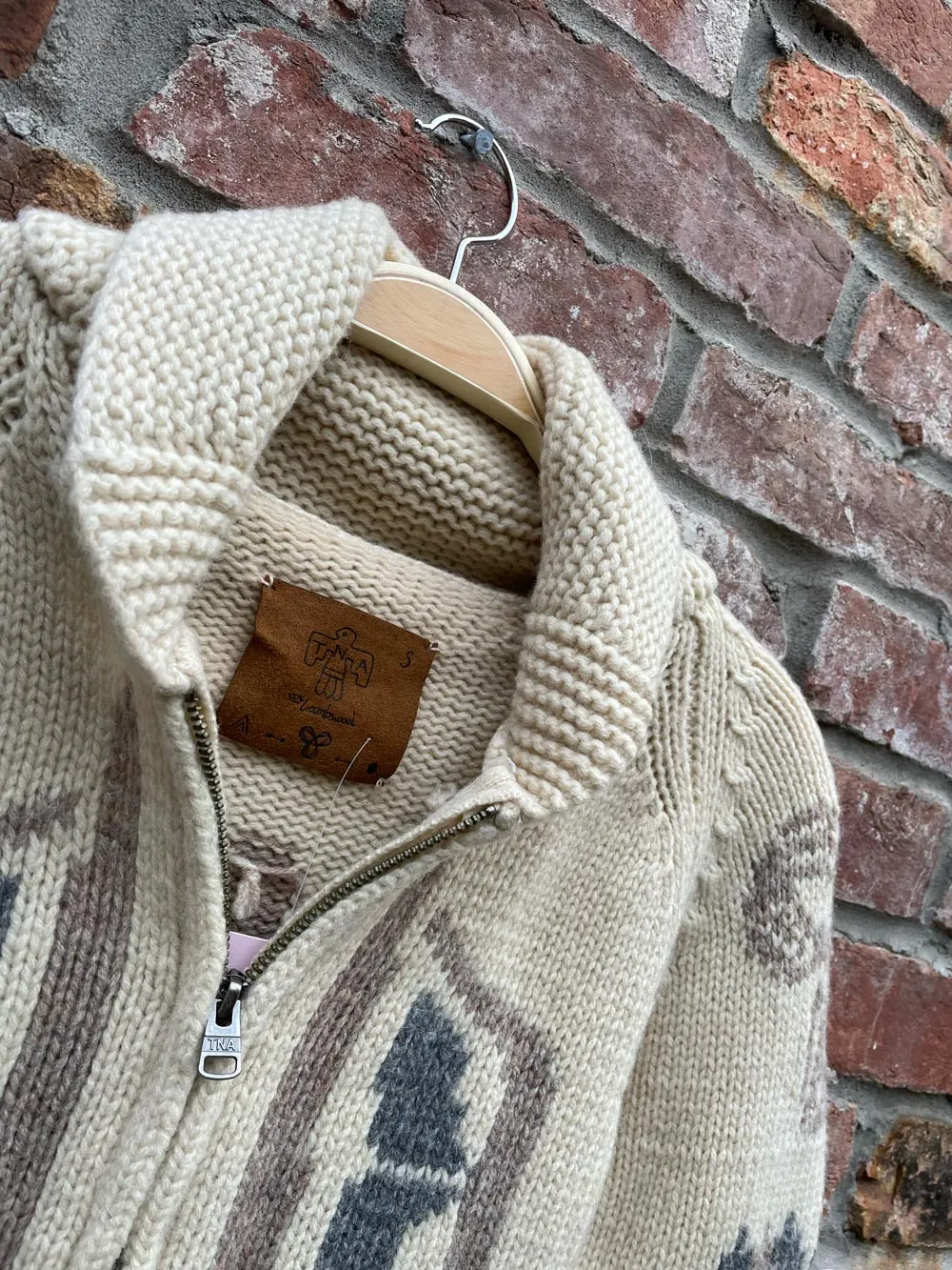 tna hamsa wool cowichan cardigan sweater sold by Good Market Thrift Store product image thumbnail 4