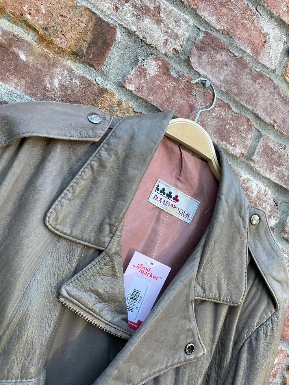 vintage boulevard club sabo butter leather bomber jacket sold by Good Market Thrift Store product image thumbnail 2