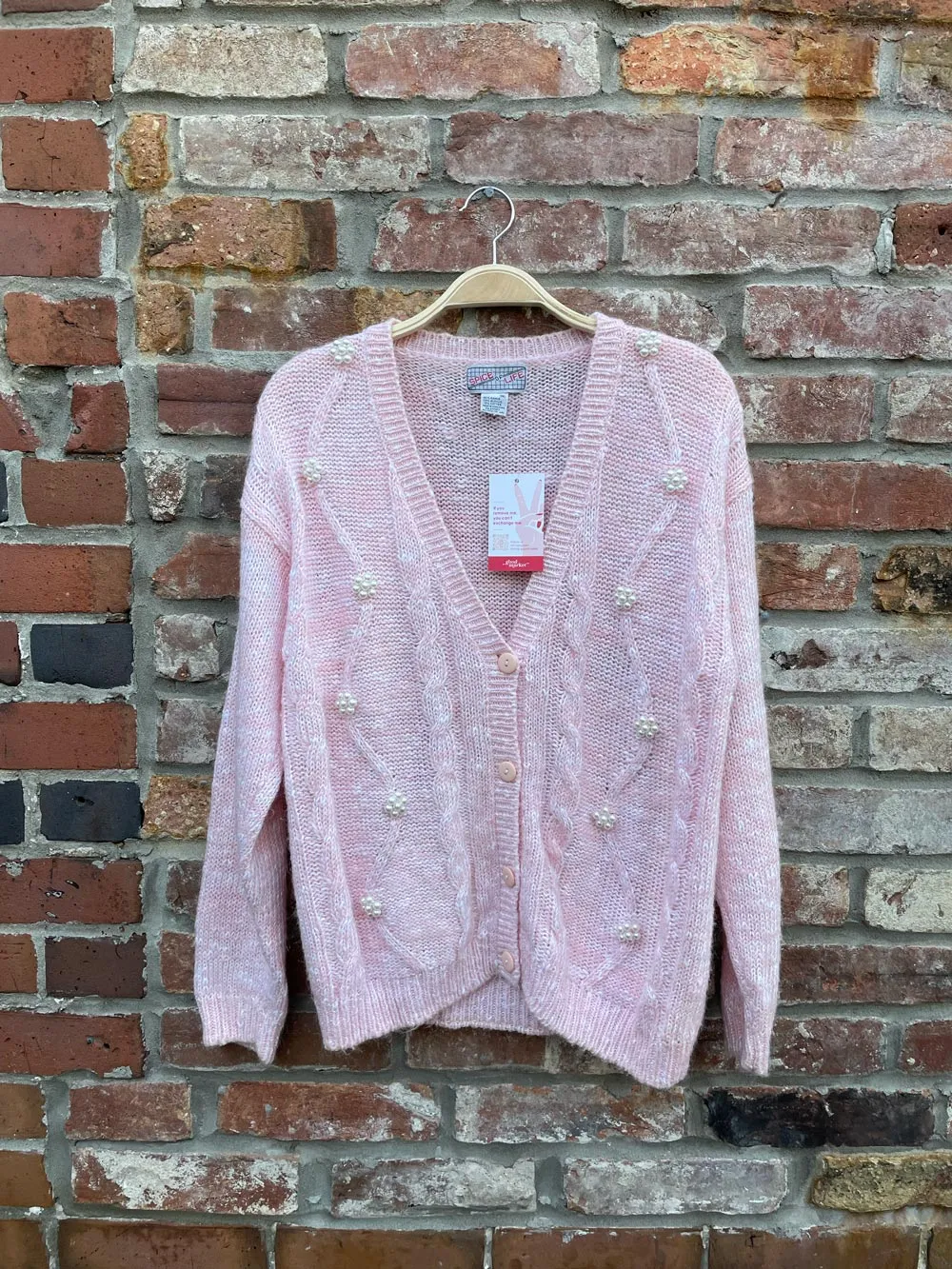 vintage spice of life pearl flowers knit cardigan sold by Good Market Thrift Store