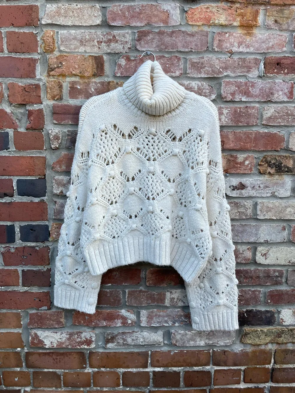 zara soft pointelle chunky knit turtleneck sold by Good Market Thrift Store product image thumbnail 3