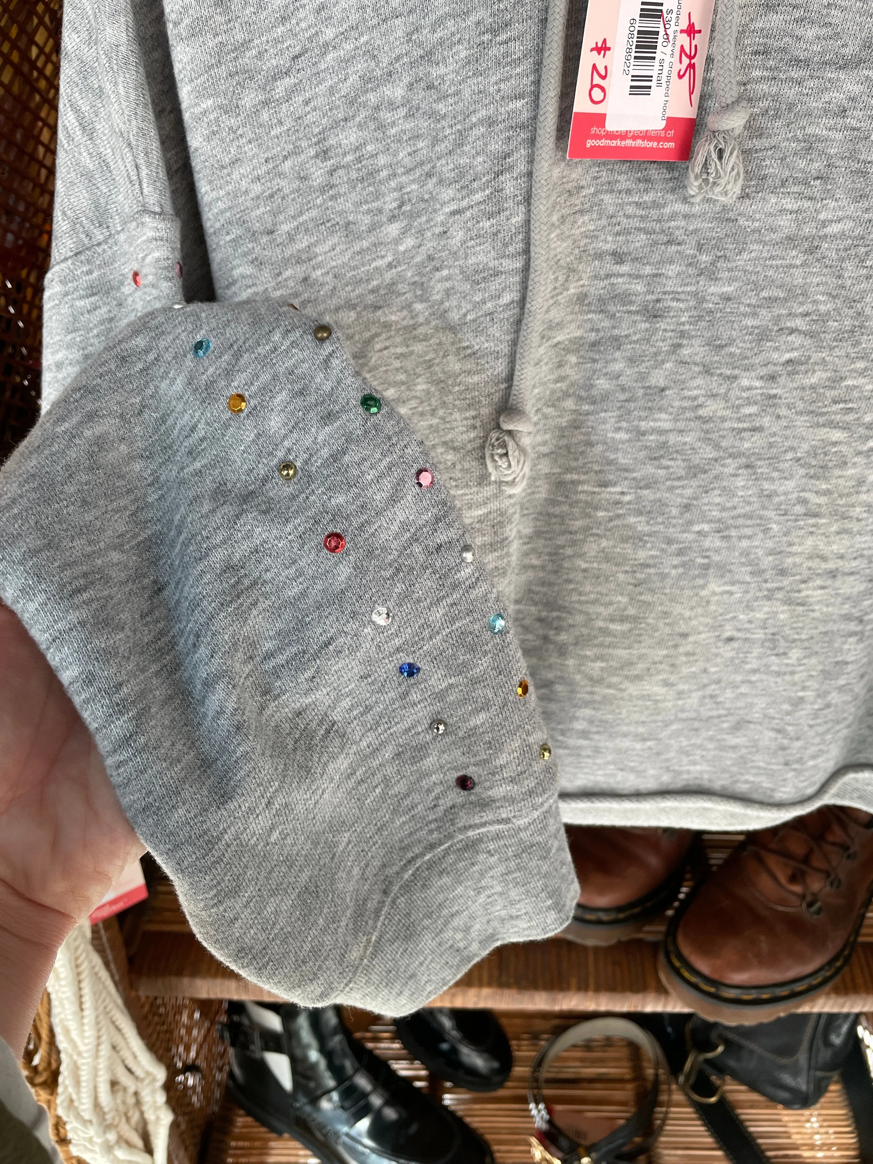 levi's studded sleeve cropped hoodie sold by Good Market Thrift Store product image thumbnail 2