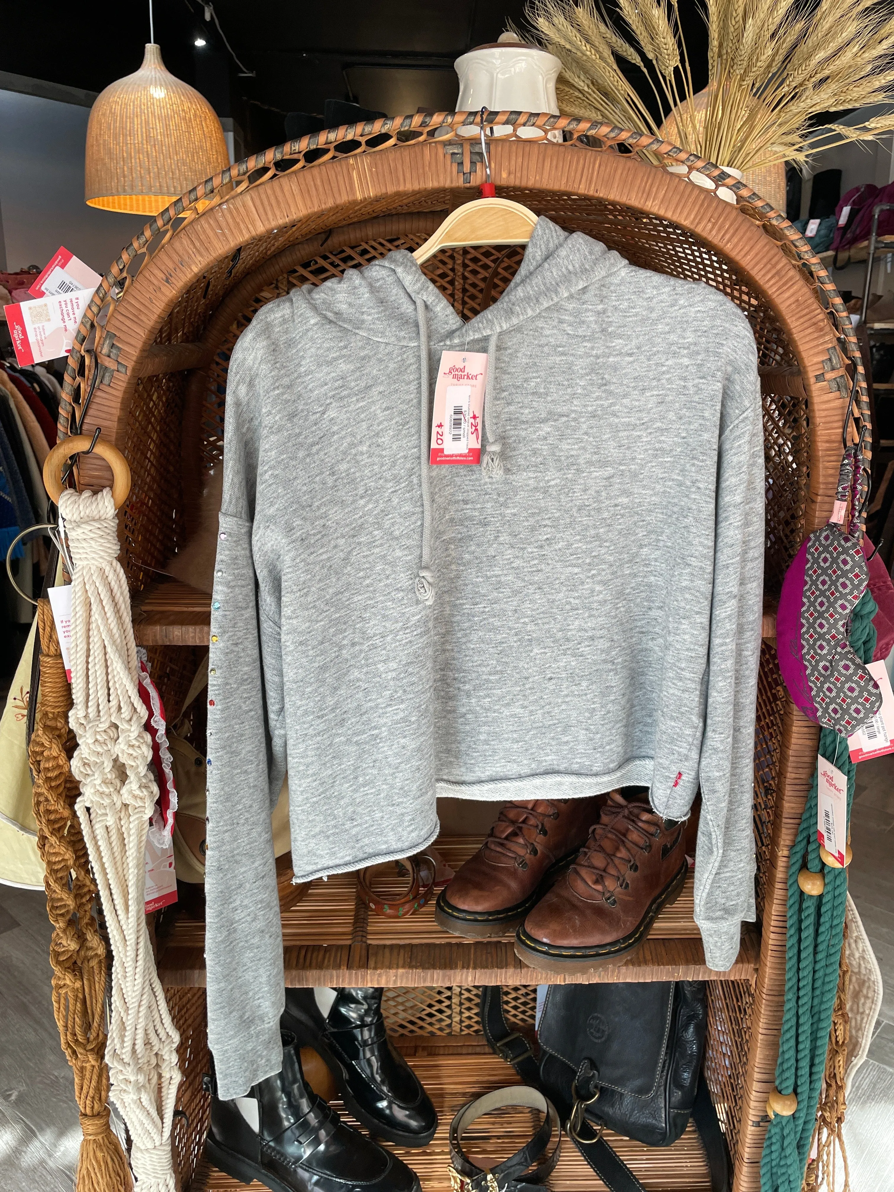 levi's studded sleeve cropped hoodie sold by Good Market Thrift Store