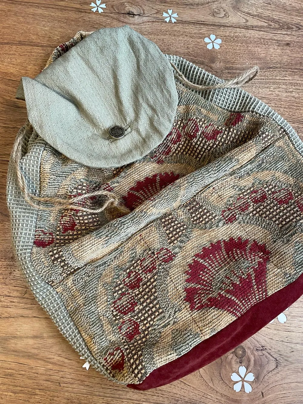vintage handmade tapestry patchwork backpack sold by Good Market Thrift Store