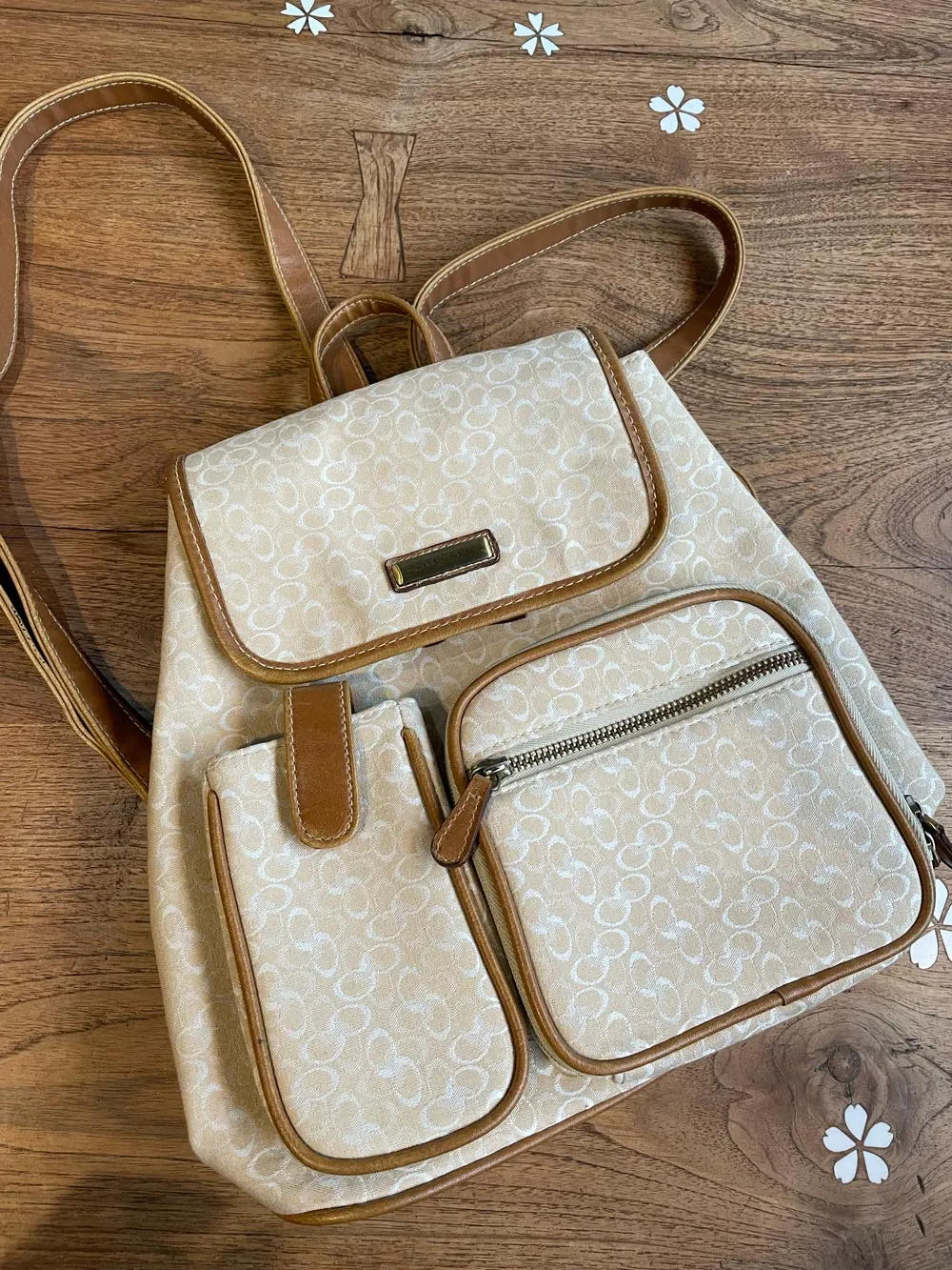 vintage 00s rosetti canvas + leather backpack sold by Good Market Thrift Store