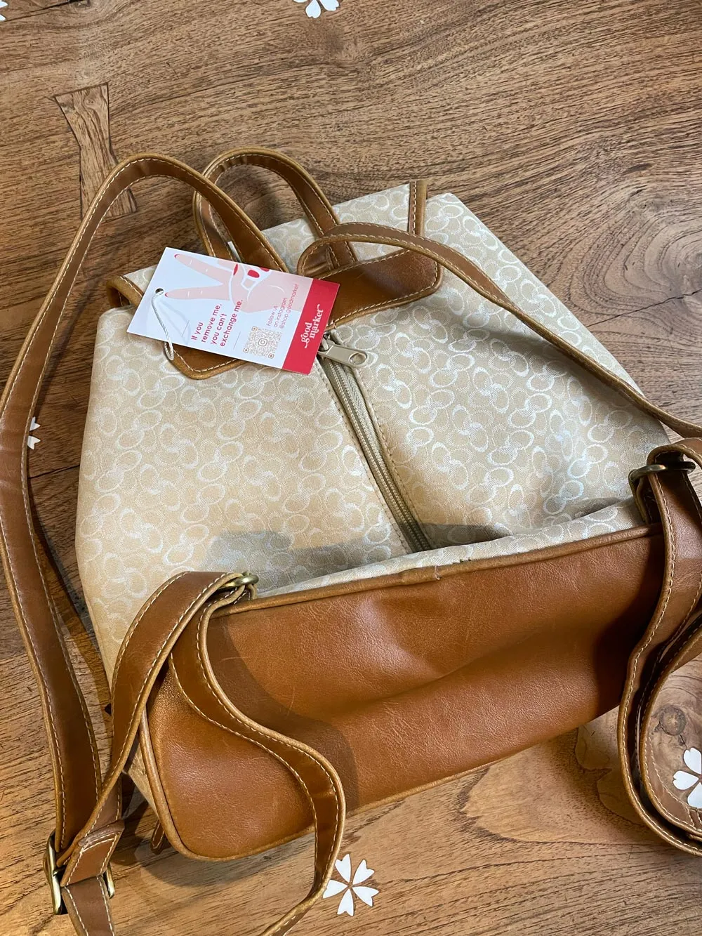 vintage 00s rosetti canvas + leather backpack sold by Good Market Thrift Store product image thumbnail 3