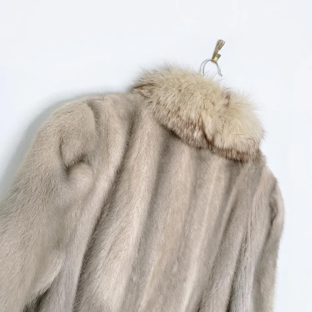 vintage grey mink long coat with fox full fur trim sold by Good Market Thrift Store product image thumbnail 5