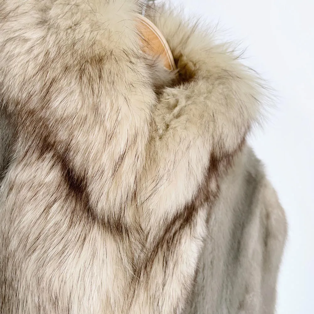 vintage grey mink long coat with fox full fur trim sold by Good Market Thrift Store product image thumbnail 2