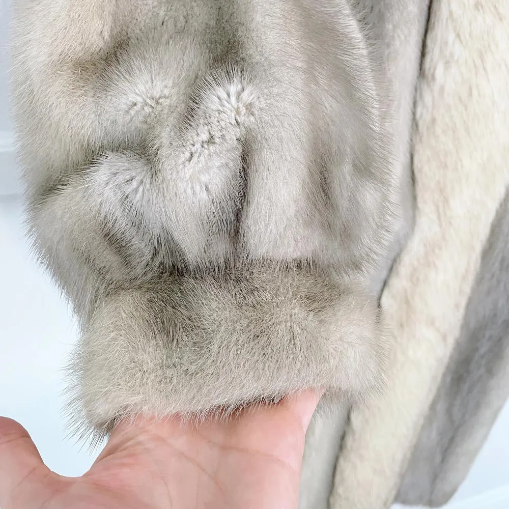 vintage grey mink long coat with fox full fur trim sold by Good Market Thrift Store product image thumbnail 4