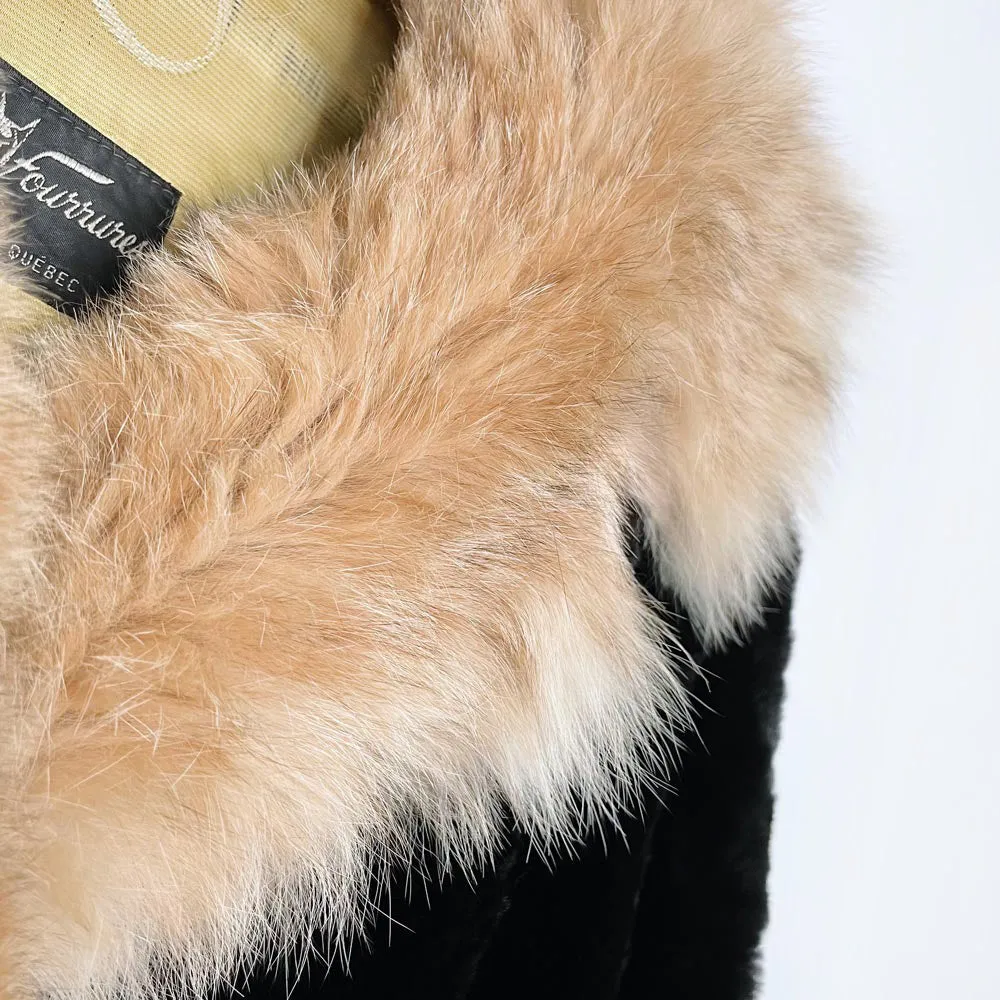 vintage 50s p. leclercq shaved mink coat with fox fur collar sold by Good Market Thrift Store product image thumbnail 3