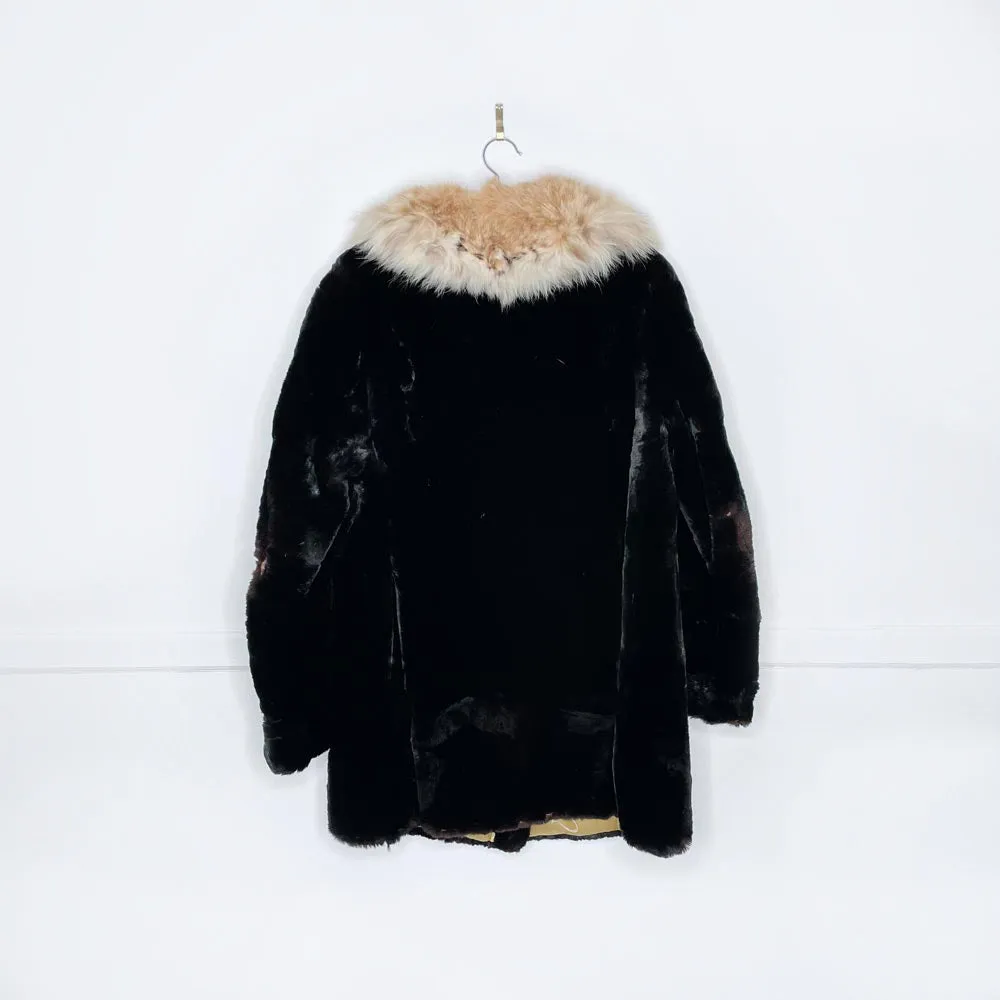 vintage 50s p. leclercq shaved mink coat with fox fur collar sold by Good Market Thrift Store product image thumbnail 4
