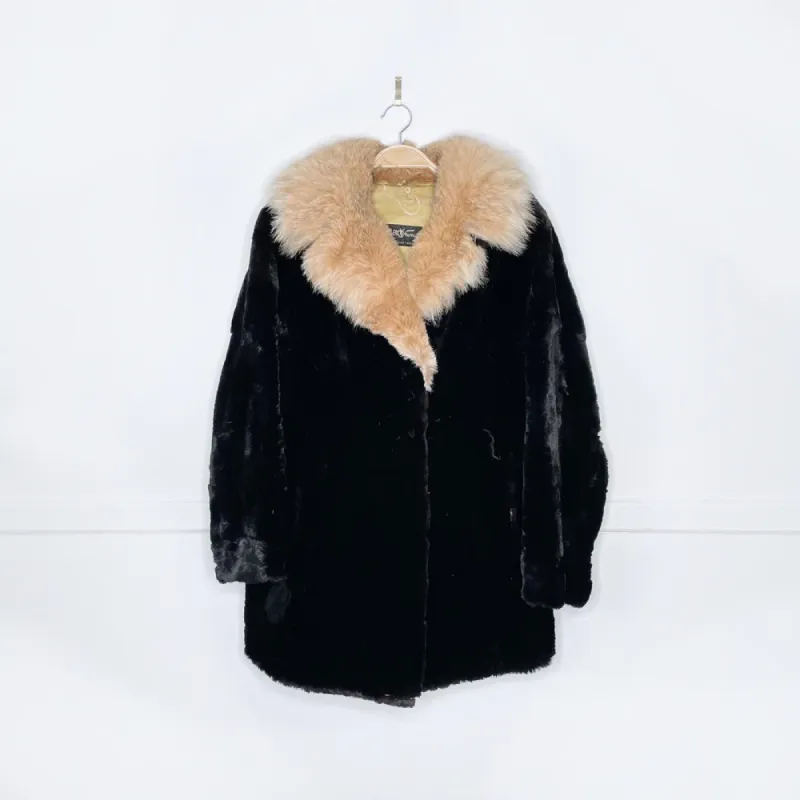 vintage 50s p. leclercq shaved mink coat with fox fur collar sold by Good Market Thrift Store