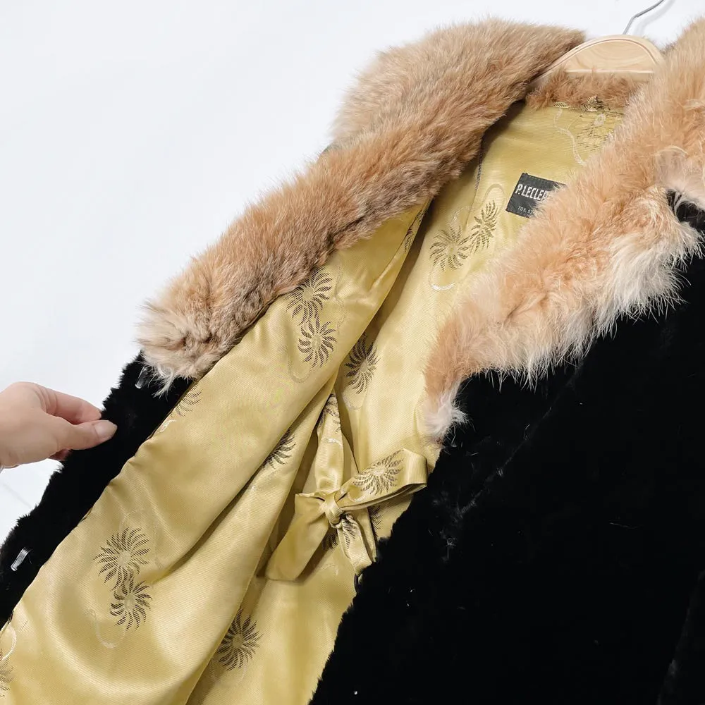 vintage 50s p. leclercq shaved mink coat with fox fur collar sold by Good Market Thrift Store product image thumbnail 5