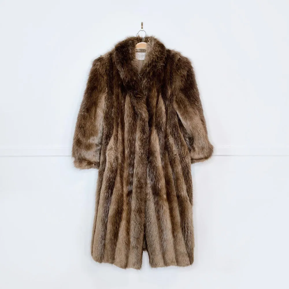 vintage GJ pappillon long beaver fur coat sold by Good Market Thrift Store