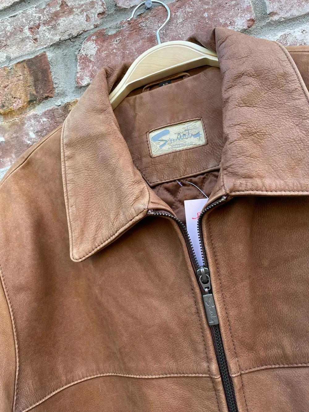 vintage smarty switzerland minimal zip leather jacket sold by Good Market Thrift Store product image thumbnail 2