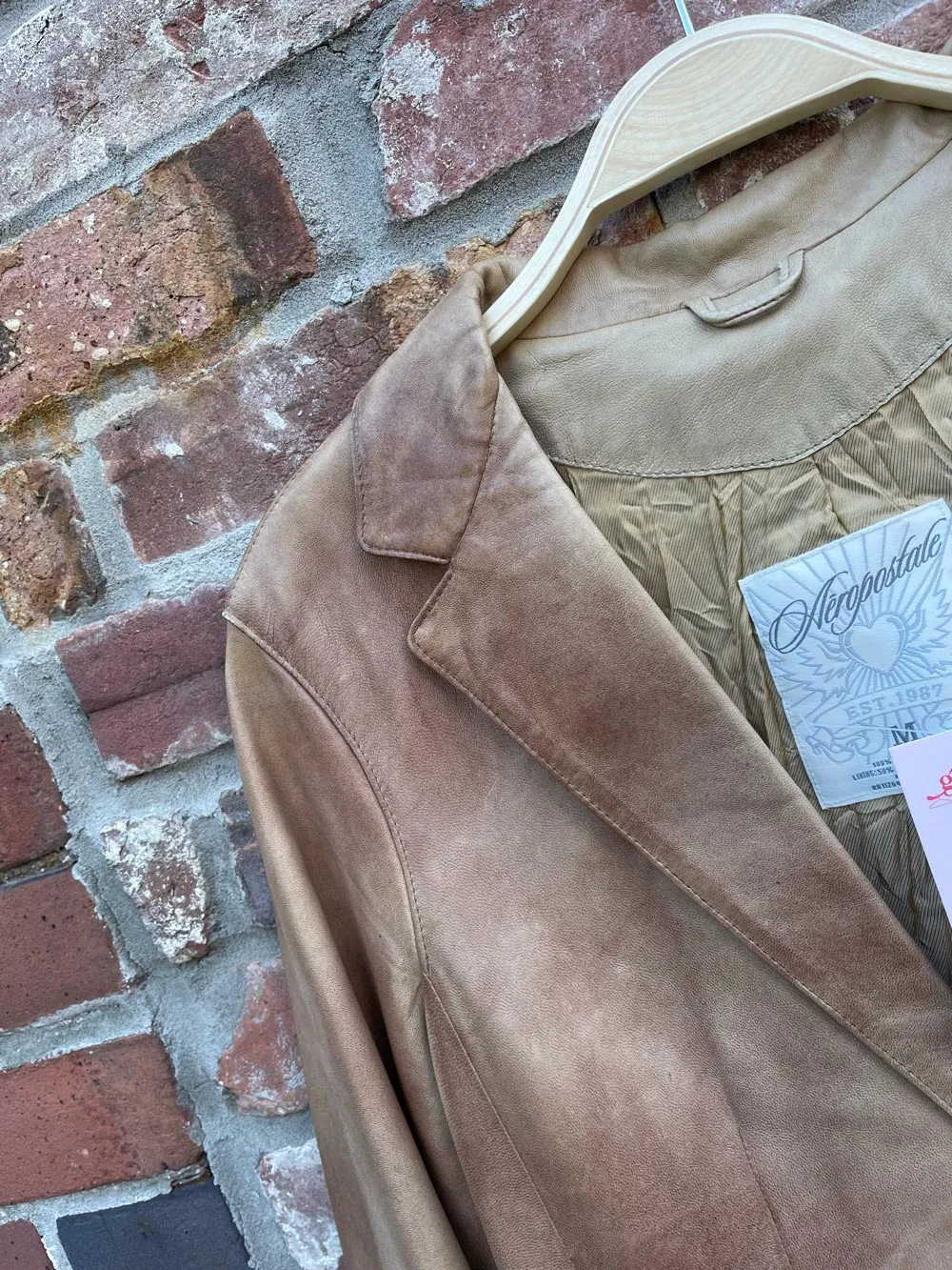 vintage 00s aero western butter leather jacket sold by Good Market Thrift Store product image thumbnail 3