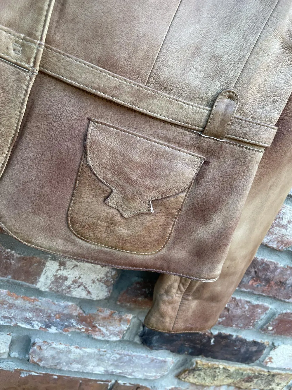 vintage 00s aero western butter leather jacket sold by Good Market Thrift Store product image thumbnail 2