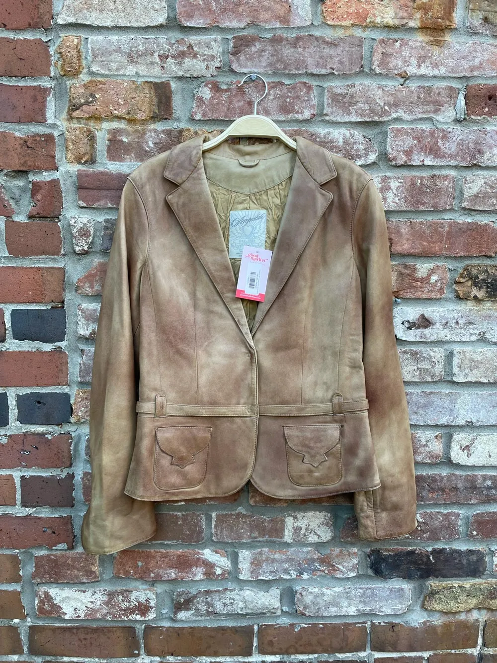 vintage 00s aero western butter leather jacket sold by Good Market Thrift Store