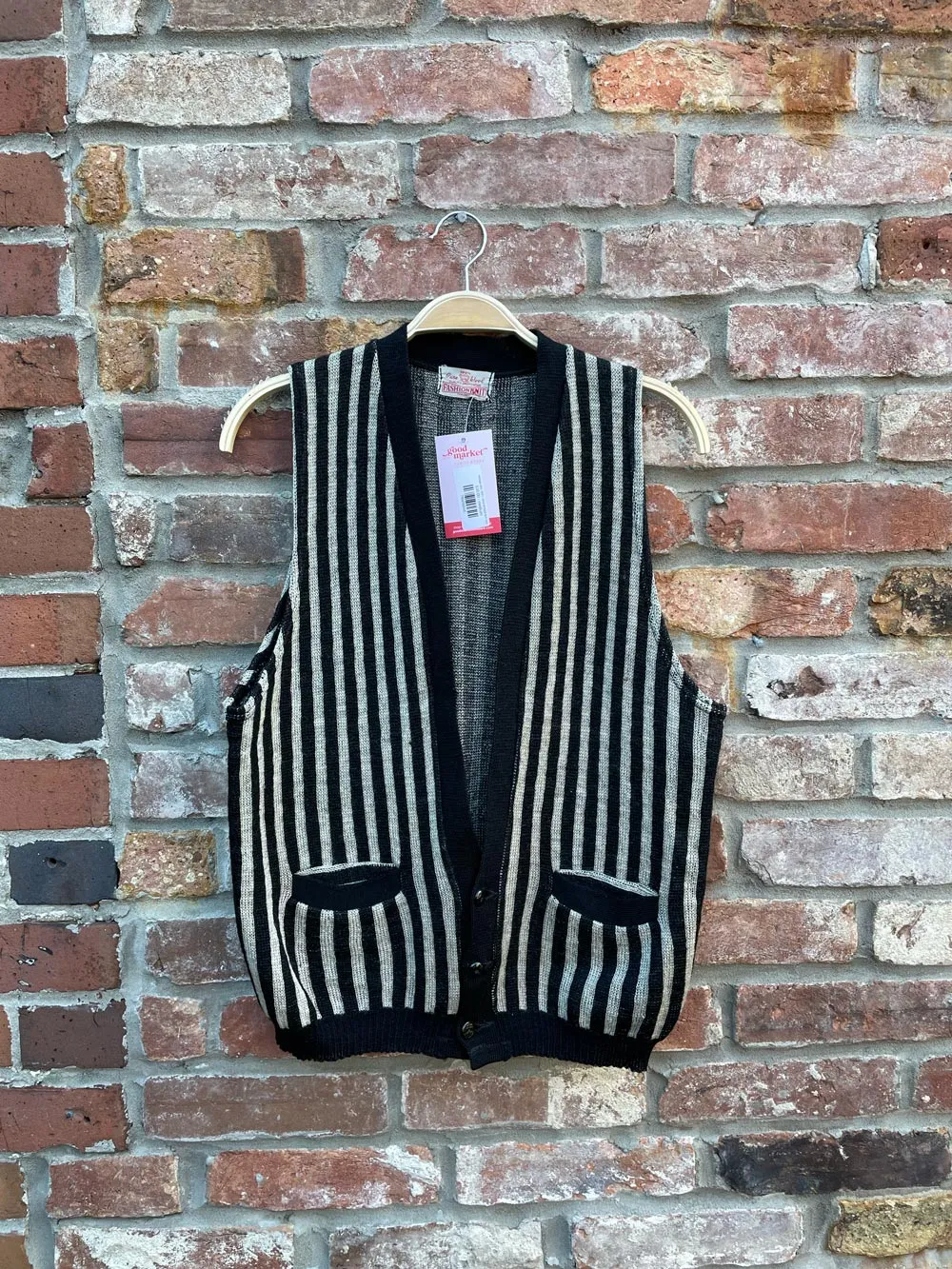 vintage 60s 100% wool striped knit vest sold by Good Market Thrift Store