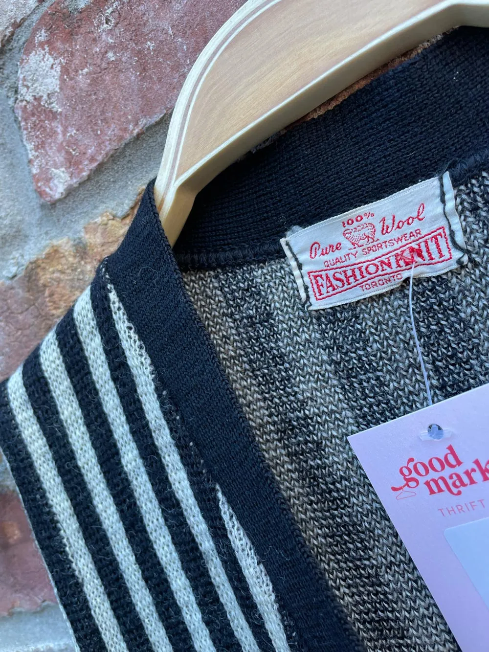 vintage 60s 100% wool striped knit vest sold by Good Market Thrift Store product image thumbnail 2