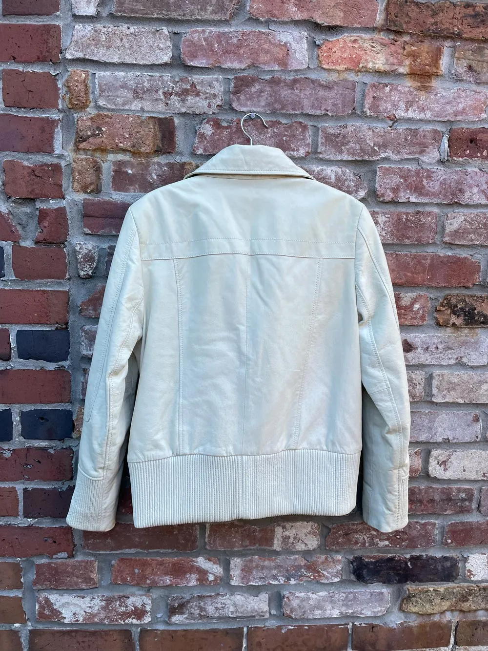 vintage 00s danier cream leather bomber jacket sold by Good Market Thrift Store product image thumbnail 4