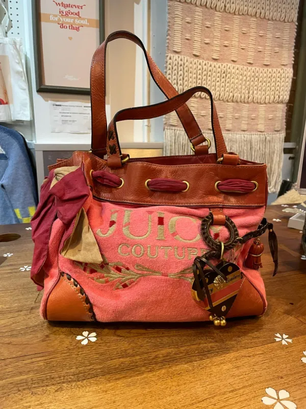 y2k juicy couture terry + leather daydreamer handbag sold by Good Market Thrift Store