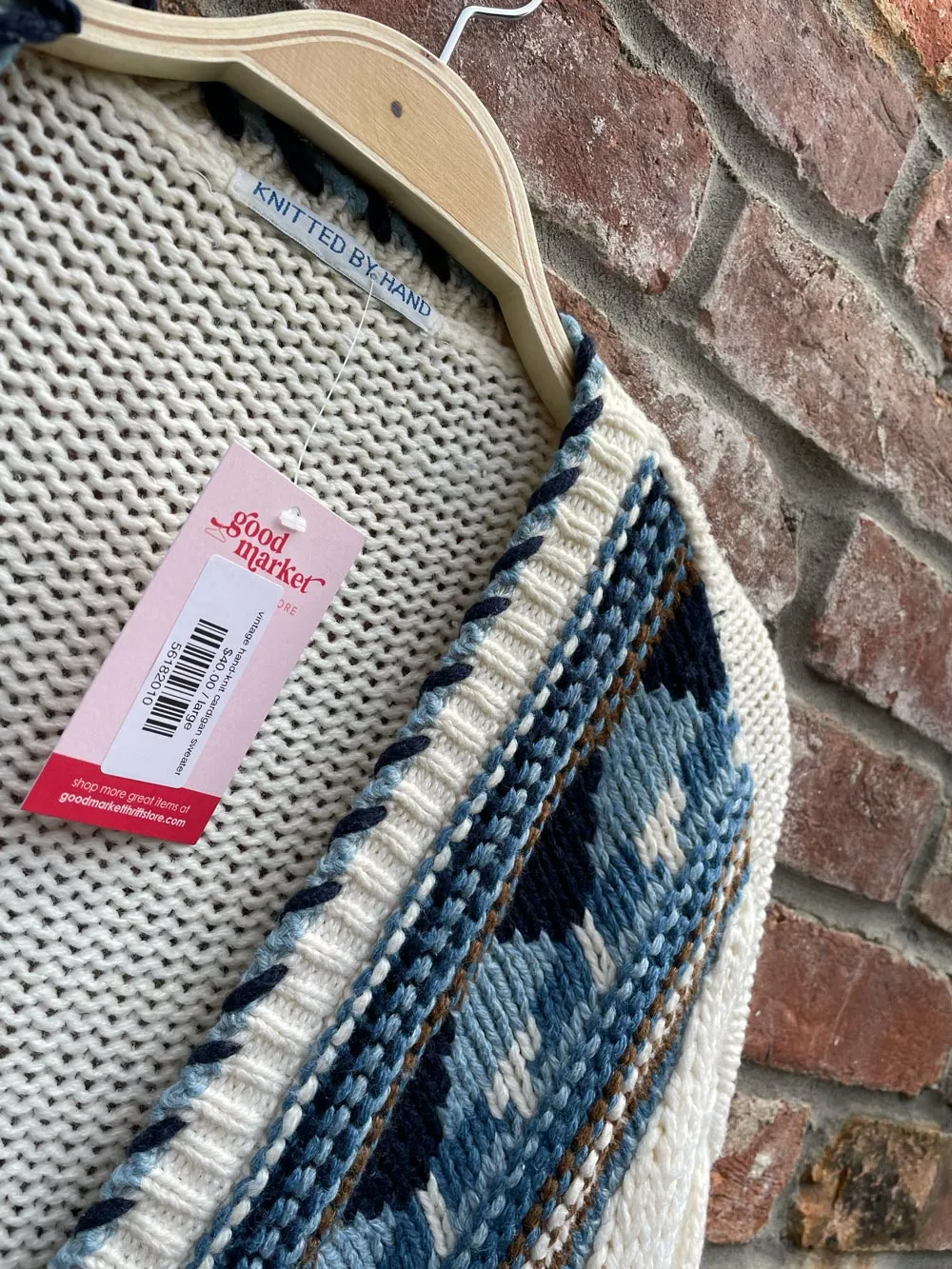 vintage hand-knit cardigan sweater sold by Good Market Thrift Store product image thumbnail 2