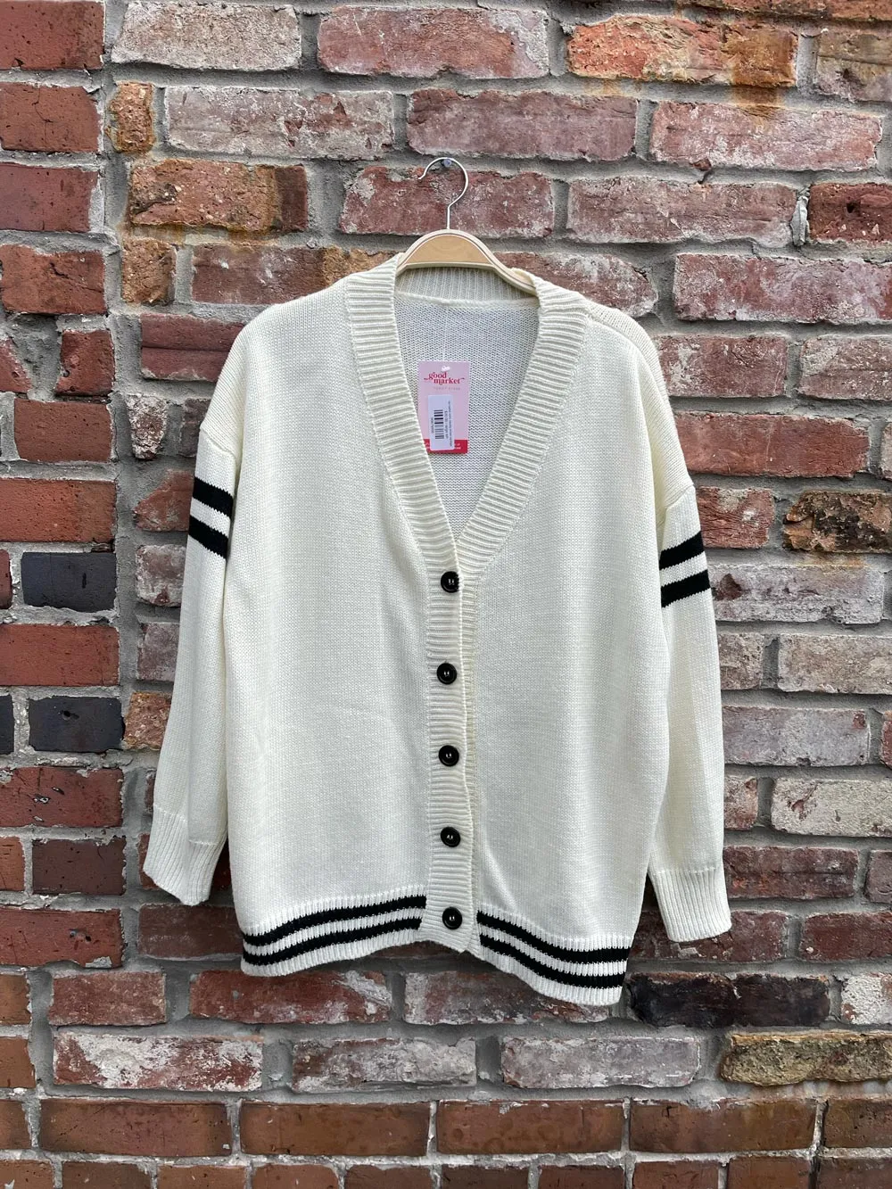 no name retro varsity stripe cardigan sold by Good Market Thrift Store