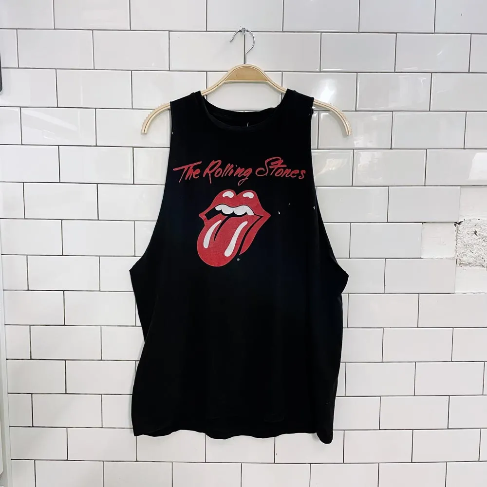 the rolling stones big tongue muscle tee sold by Good Market Thrift Store