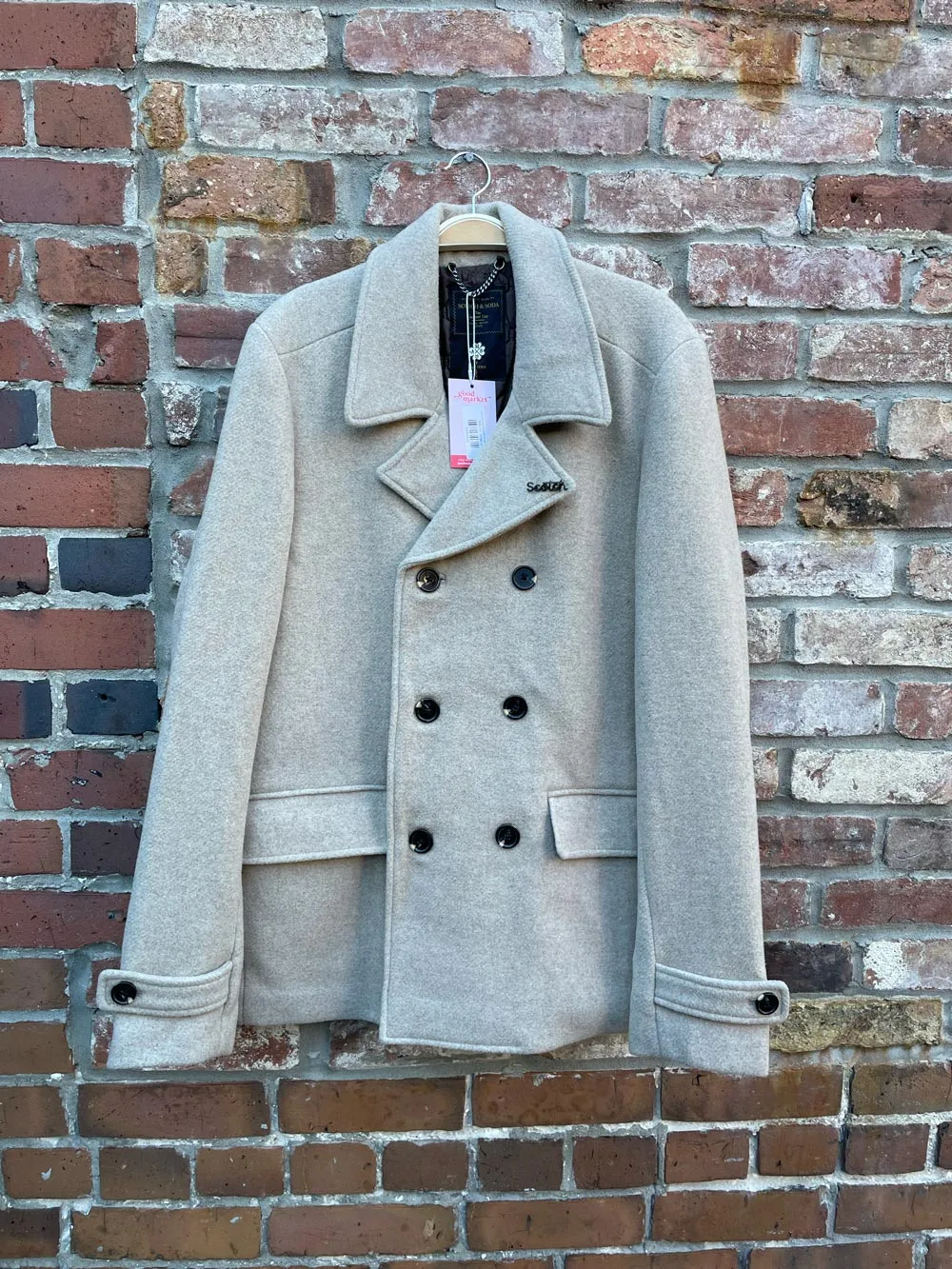 scotch & soda wool blend classic pea coat sold by Good Market Thrift Store product image thumbnail 3