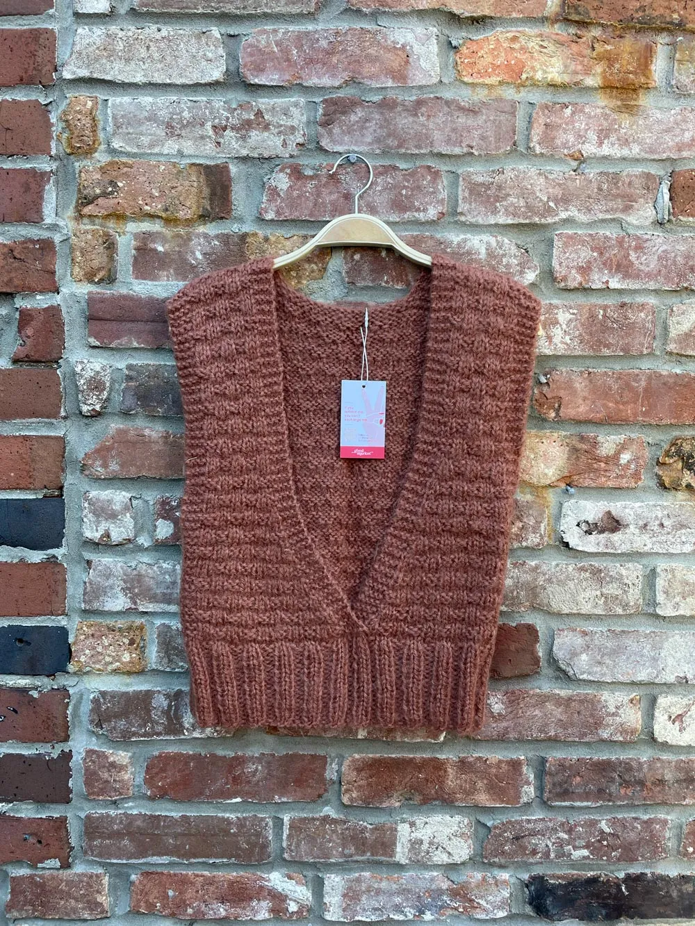 vintage hand-knit deep v sweater vest sold by Good Market Thrift Store