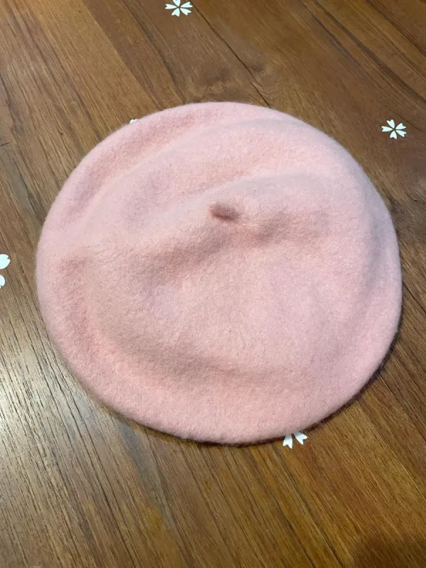 vintage classic pink wool french beret sold by Good Market Thrift Store