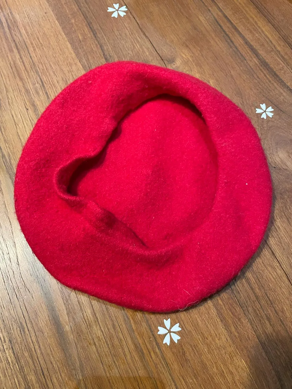 vintage classic red wool french beret sold by Good Market Thrift Store product image thumbnail 2