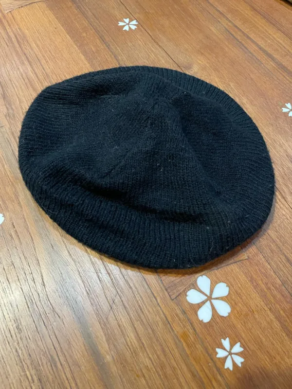 vintage black knit beret sold by Good Market Thrift Store