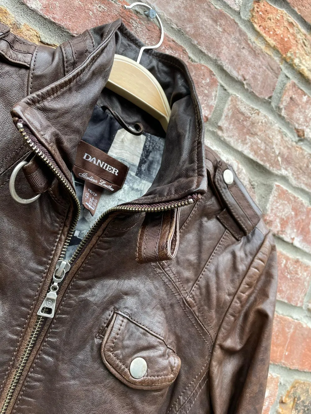 danier italian leather biker jacket sold by Good Market Thrift Store product image thumbnail 2