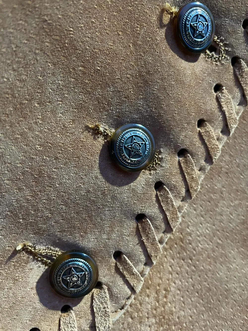 vintage 90s sequence braided trim suede vest sold by Good Market Thrift Store product image thumbnail 3