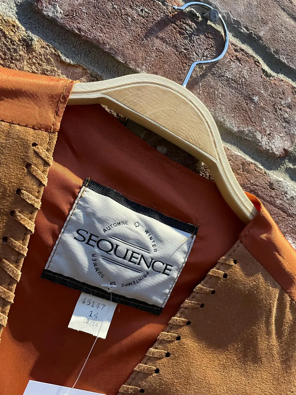 vintage 90s sequence braided trim suede vest sold by Good Market Thrift Store product image thumbnail 2