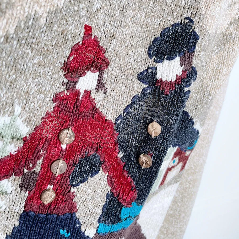 vintage 00s NR ice skaters knit cardigan sold by Good Market Thrift Store product image thumbnail 2