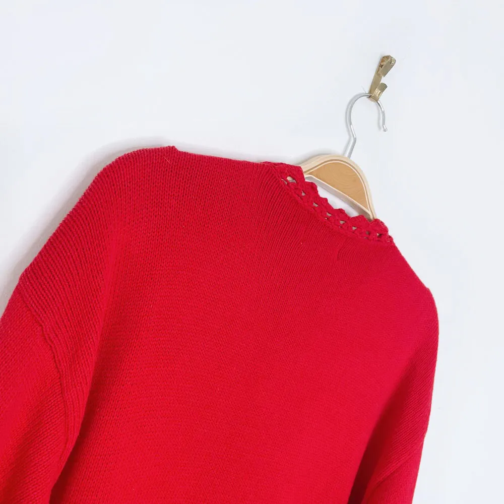 vintage northern traditions holiday patchwork knit cardigan sold by Good Market Thrift Store product image thumbnail 5