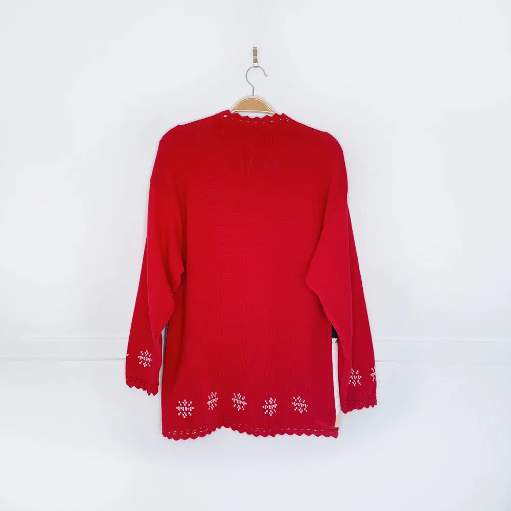 vintage northern traditions holiday patchwork knit cardigan sold by Good Market Thrift Store product image thumbnail 3