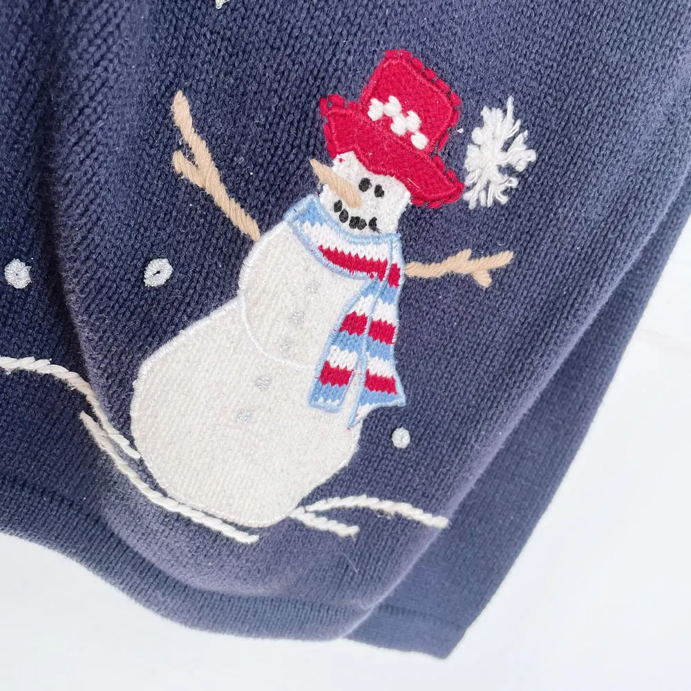 vintage 00s NR hand-embroidered snowman knit cardigan sold by Good Market Thrift Store product image thumbnail 3