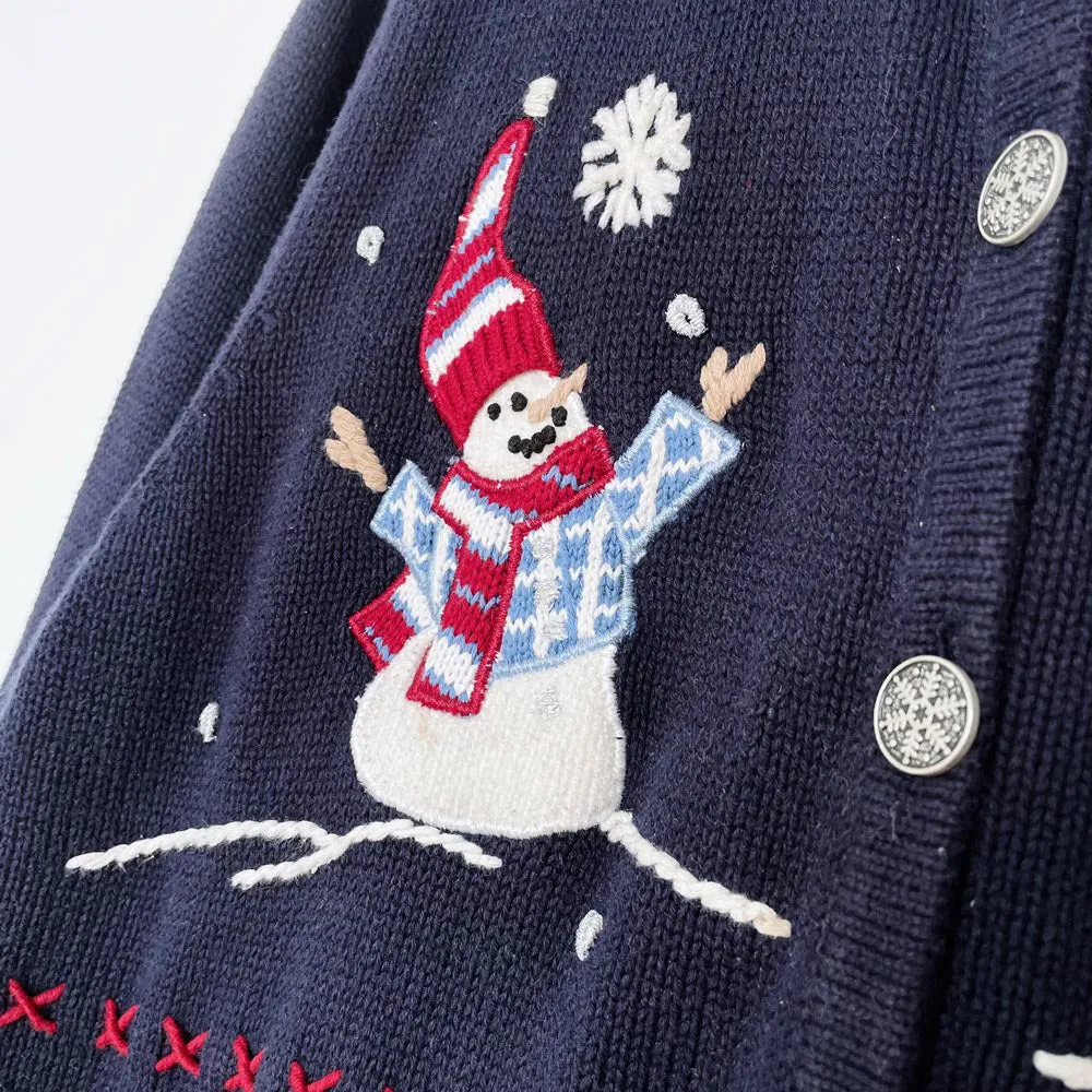 vintage 00s NR hand-embroidered snowman knit cardigan sold by Good Market Thrift Store product image thumbnail 2