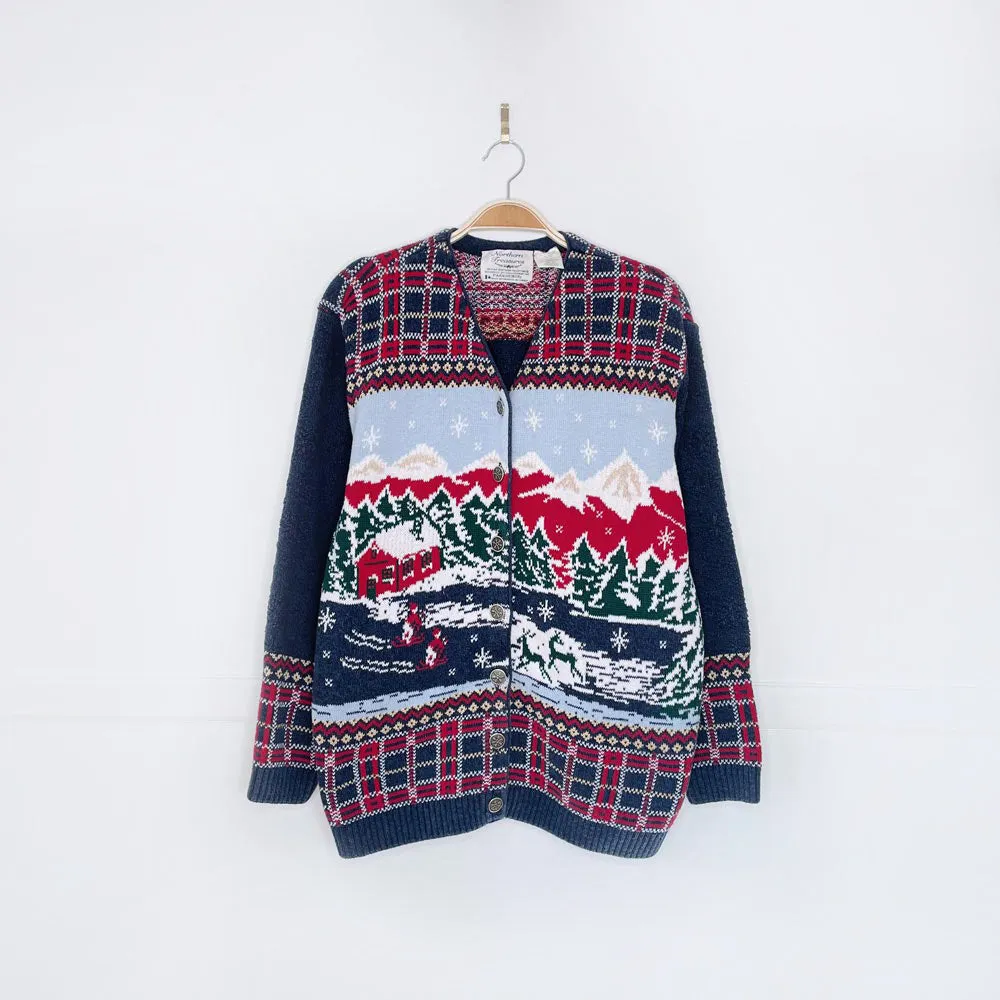 vintage northern treasures x parkhurst cottage skiers knit cardigan sold by Good Market Thrift Store