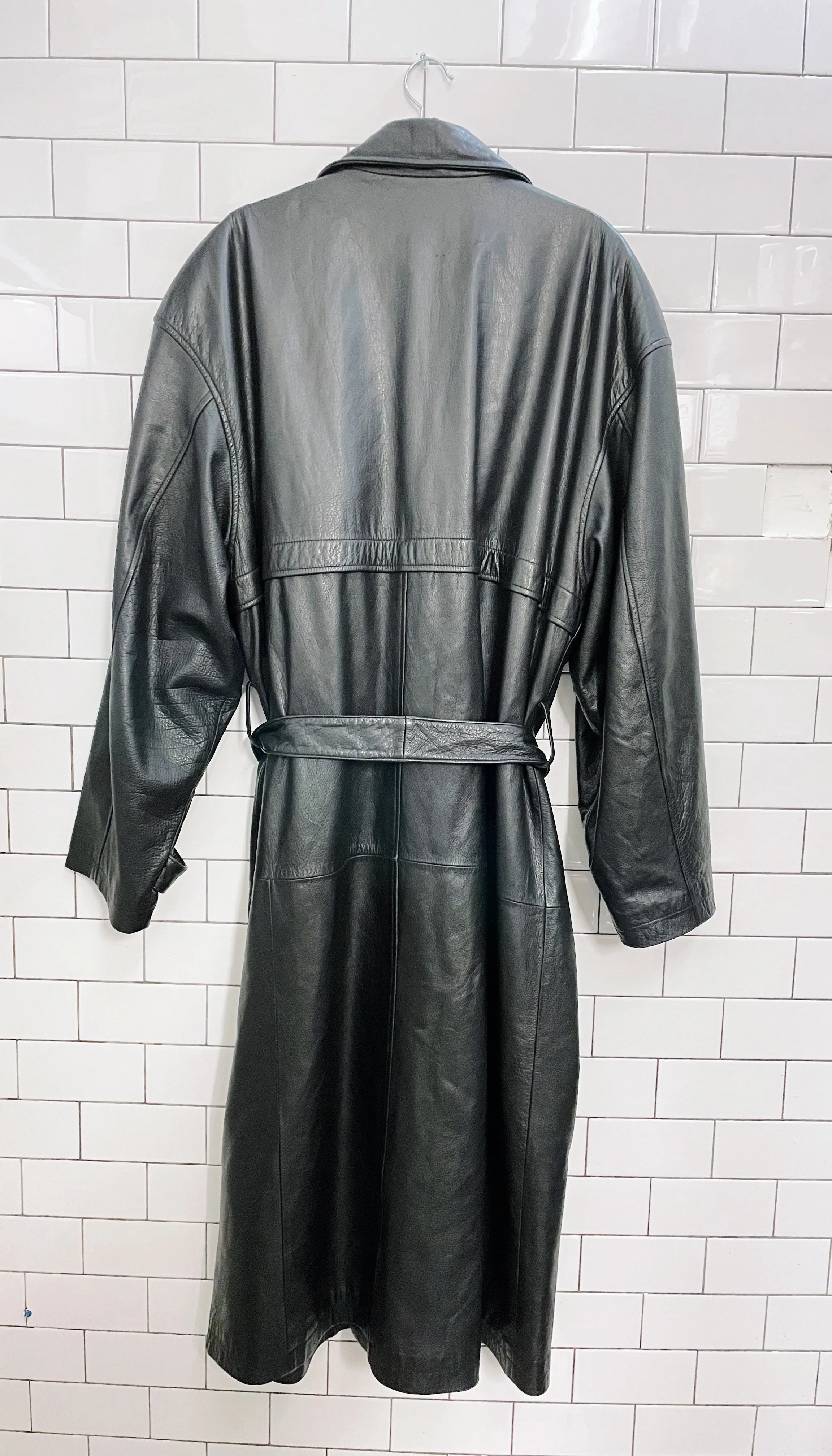 vintage junction west leather trench coat sold by Good Market Thrift Store product image thumbnail 4