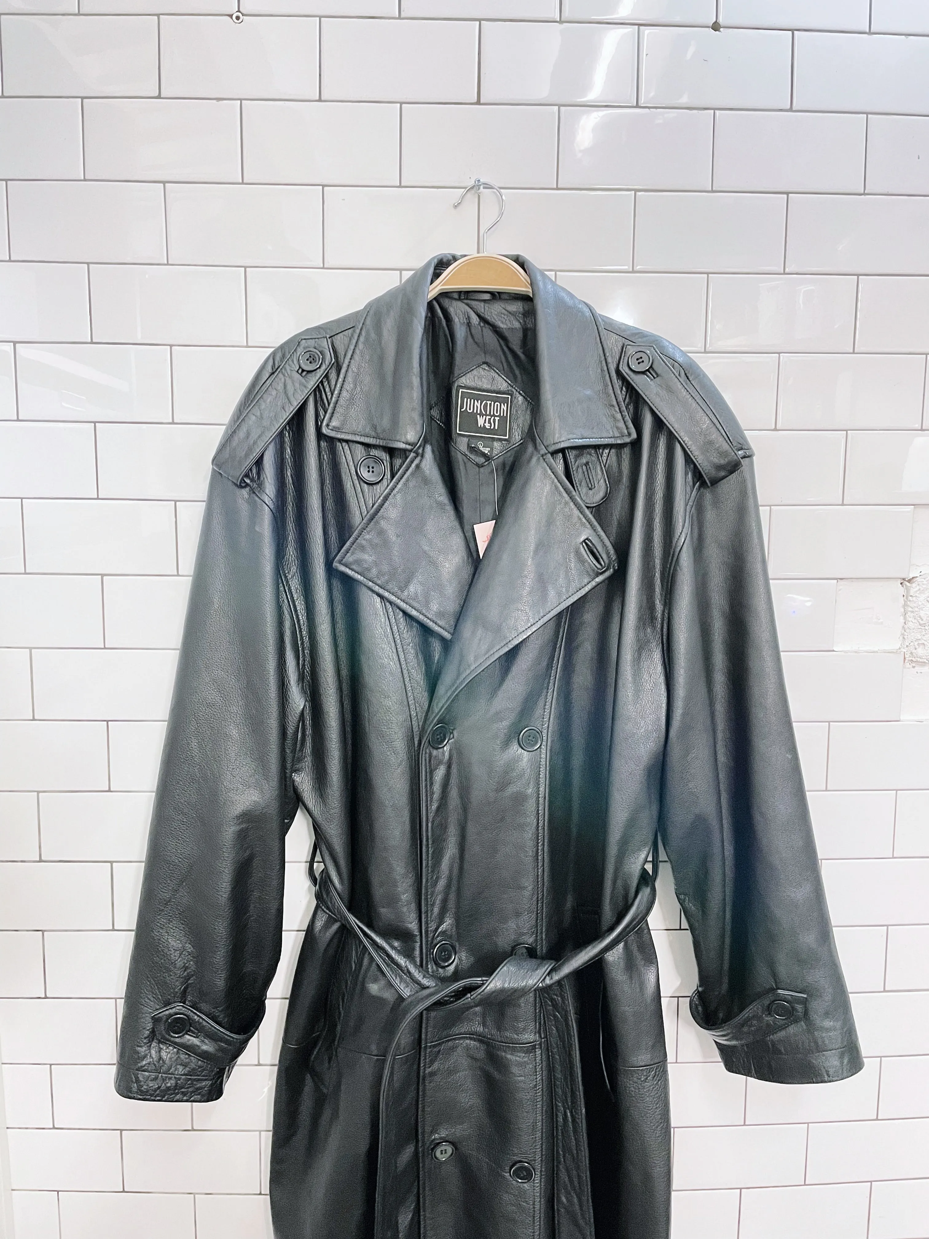 vintage junction west leather trench coat sold by Good Market Thrift Store