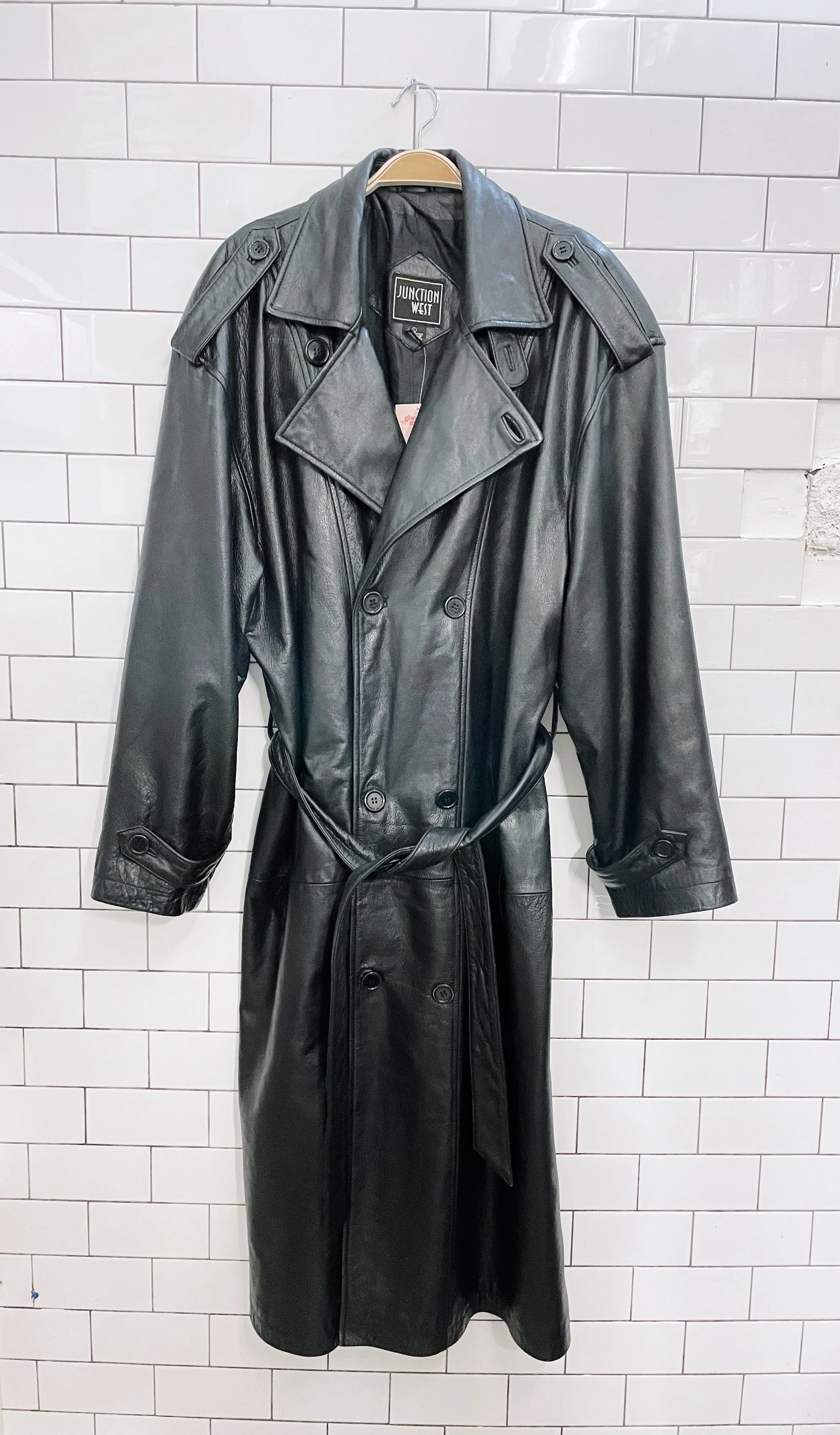 vintage junction west leather trench coat sold by Good Market Thrift Store product image thumbnail 3