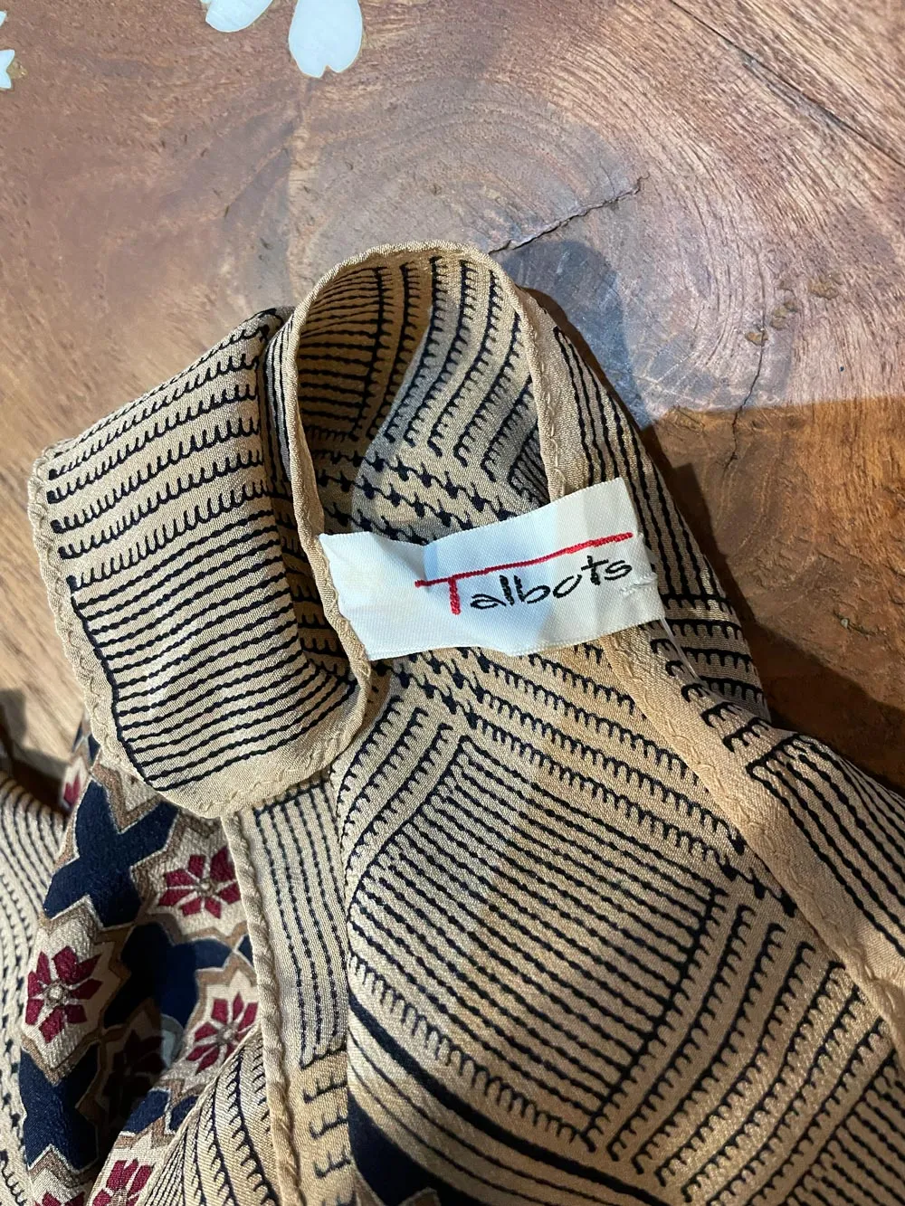 vintage talbots houndstooth trim silk scarf sold by Good Market Thrift Store product image thumbnail 2